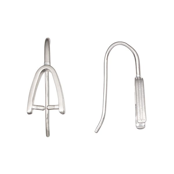 Ear wire 1pkg2 sterling silver, 21mm / perpendicular ice-pick bail / 8.5mm grip length, 19 gauge 1 pair image number 0