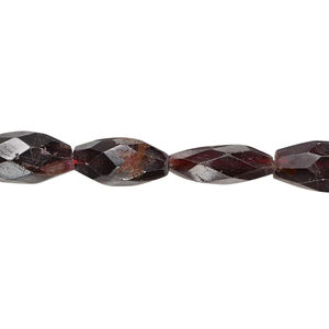 Garnet 1pkg1, hand-cut faceted oval bead, 13 inch 11x6mm-18x9mm