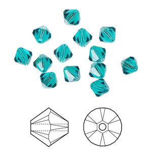 Bead 12pk blue zircon, Crystal Passions® 8mm bicone 5328