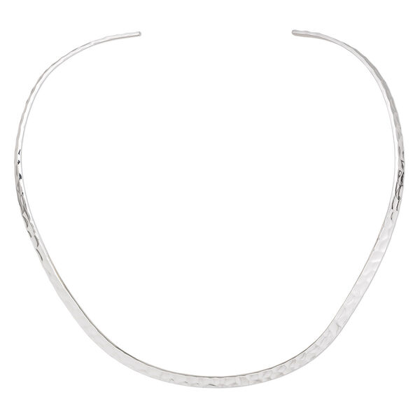 Neckwire, silver-plated brass, 5mm flat hammered, 16 inches. Sold individually. image number 0