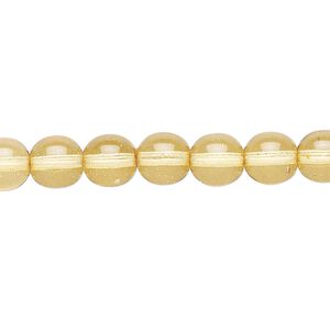 Bead, Czech dipped décor glass druk, melon, 8mm round. Sold per 16-inch strand.