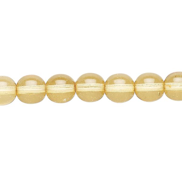 Bead, Czech dipped décor glass druk, melon, 8mm round. Sold per 16-inch strand. image number 0