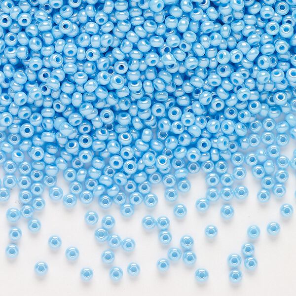 Seed bead, Preciosa Ornela, glass, opaque luster turquoise, #11 rocaille. Sold per 50-gram pkg. image number 0