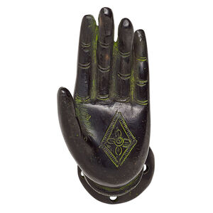 Display, antiqued brass, black and green, 4-1/8 x 1-3/4 x 3-1/2 inch hanging left hand with (3) 1-1/4 inch screws. Sold individually.