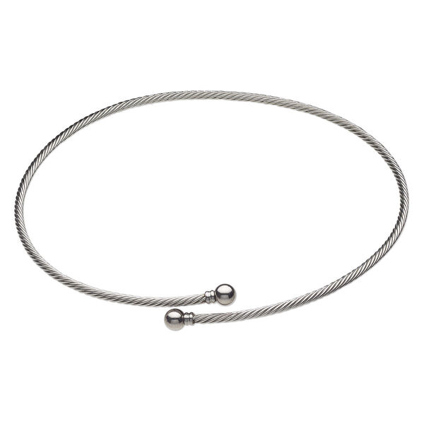 Neckwire, stainless steel, 3.5mm twisted cable, 18 inches with 8mm twist-off ball ends. Sold individually. image number 0