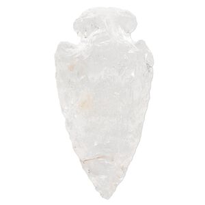 Quartz crystal 1pkg1, hand-knapped undrilled arrowhead focal natural 36x18mm-48x22mm