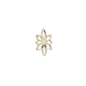 Link, gold-plated brass, 14x9mm flower. Sold per pkg of 100.