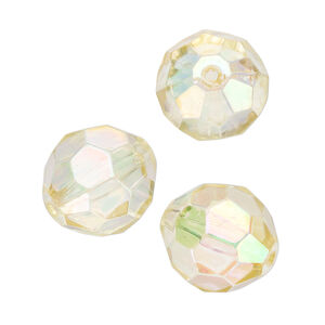 Bead, vintage Lucite&reg;, acrylic, golden AB, 16mm faceted round. Sold per pkg of 3.