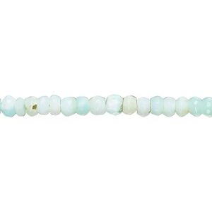 Peruvian blue opal 1pkg1, hand-cut faceted rondelle bead natural 13 inch 4x2mm-4x3mm