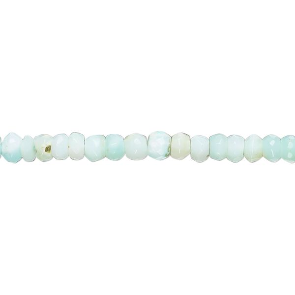 Peruvian blue opal 1pkg1, hand-cut faceted rondelle bead natural 13 inch 4x2mm-4x3mm image number 0