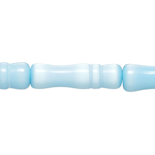 Bead, cat's eye glass (fiber optic glass), sky blue, 26x6mm-26x8mm bamboo. Sold per 15-inch strand, approximately 15 beads. image number 0