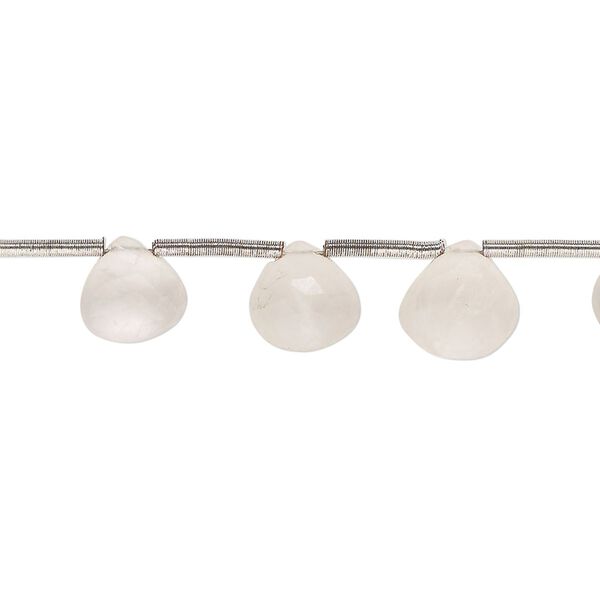 Rose quartz 1pkg16, hand-cut top-drilled faceted puffed teardrop bead natural 6-9mm image number 0