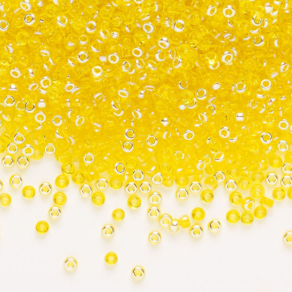 Seed bead 1pkg1 glass #11 round, translucent yellow AB image number 0