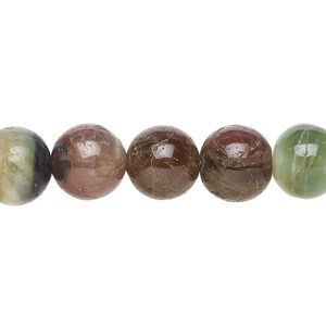 Multi-tourmaline 1pkg1, hand-cut round bead natural 15 inch 10-11mm