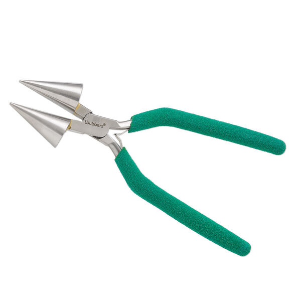 Pliers, Wubbers® Designer Mandrel, pkg/1, jumbo tapered coil-making, steel and rubber, green, 7 inches. image number 0