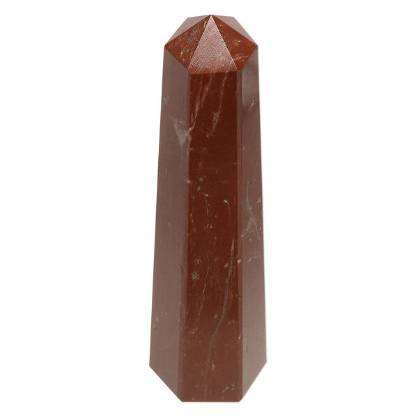 Gift, red jasper (natural), 3-1/2x3/4-inch to 4x1-inch hand-cut 6-sided point tower, C grade, Mohs hardness 6-1/2 to 7. Sold individually. image number 0