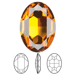 Fancy stone 1pkg1 dark orange (HICT) foil back, Crystal Passions® 30x22mm oval 4127