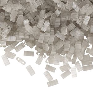 Seed bead, TILA®, glass, pkg/10g, 5x2.3mm half tila rectangle, translucent silk luster grey, (HTL-2598).