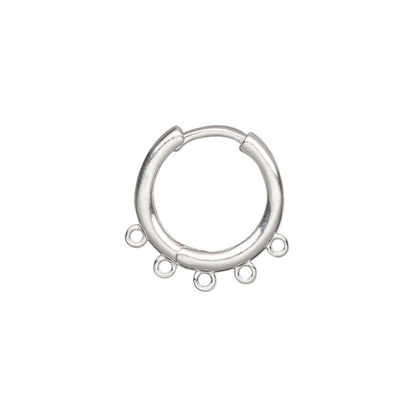 Earring, sterling silver, 16mm round hoop with 5 closed loops and hinged closure. Sold per pair. image number 0