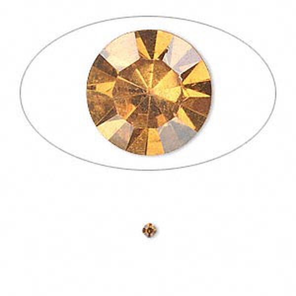 Chaton, glass rhinestone, amber yellow, foil back, 2.0-2.1mm faceted round, PP14. Sold per pkg of 72. image number 0