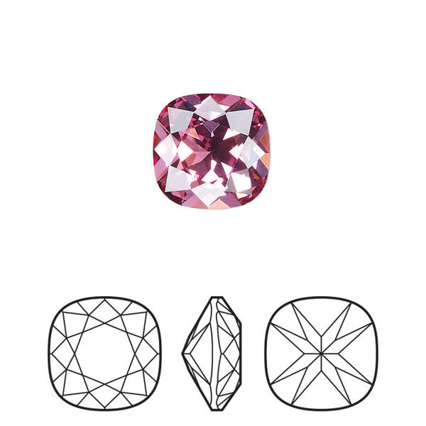 Fancy stone 144pk rose foil back, Preciosa MAXIMA Czech crystal rhinestone 12mm cushion square image number 0