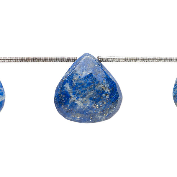 Lapis lazuli 1pkg7, hand-cut top-drilled faceted puffed teardrop bead natural C grade, graduated 15x14mm-19x17mm image number 0