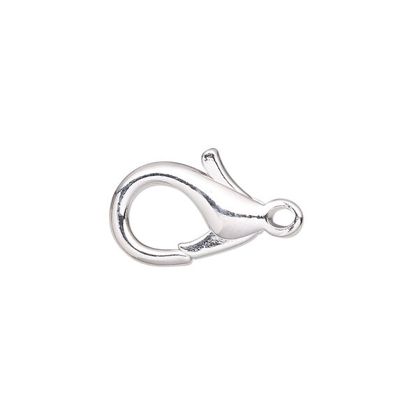 Clasp, lobster claw, silver-plated brass, 17x11mm. Sold per pkg of 100. image number 0