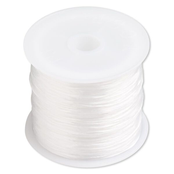 Cord, stretch, elastic floss, white, 0.5mm diameter, 3-pound test. Sold per 150-foot spool. image number 0