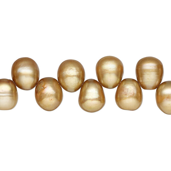 Pearl, cultured freshwater pearl (dyed), brown, 8x6mm-9x7mm top-drilled teardrop , D grade, Mohs hardness 2-1/2 to 4. Sold per 15" strand, approximately 75 beads. image number 0