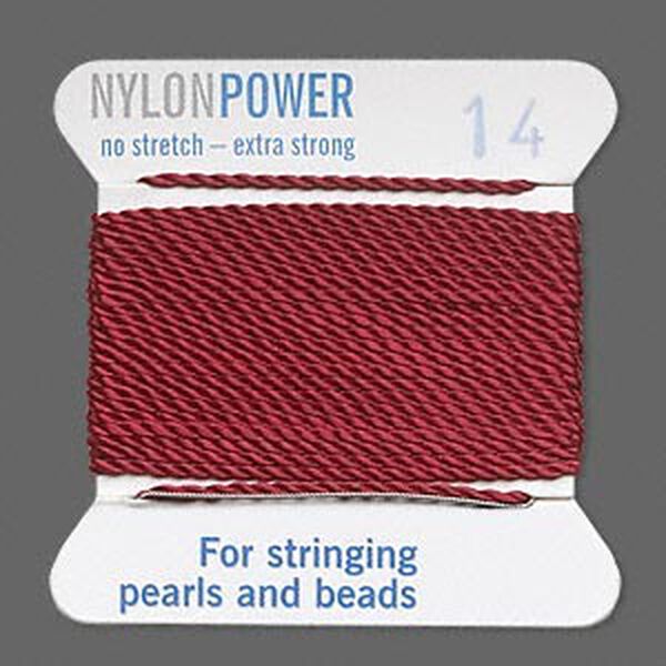 Thread, Griffin, nylon, garnet red, size #14. Sold per 2-meter card (approximately 78 inches). image number 0