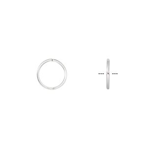 Jump ring, sterling silver, 9mm round square wire, 7.7mm inside diameter, 22 gauge. Sold per pkg of 50.