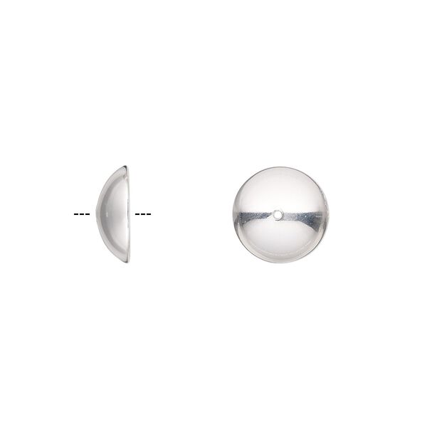 Bead cap, sterling silver, 10x3mm round, fits 8-10mm bead. Sold per pkg of 4. image number 0