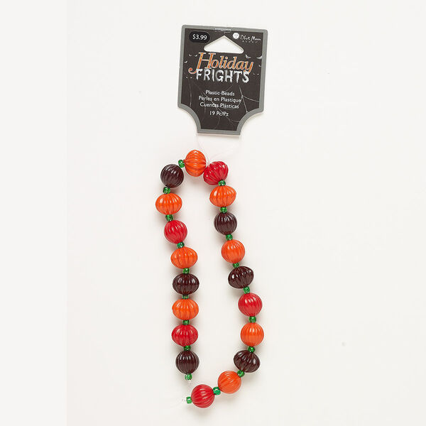 Bead, acrylic and glass, multicolored, (9) 12mm corrugated round and (10) 14x11mm corrugated saucer. Sold per pkg of 19. image number 0