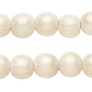 Taiwanese cheesewood 1pkg2, hand-cut painted round bead 15.5-16 inch gold cream 12mm