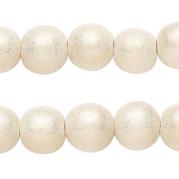 Taiwanese cheesewood 1pkg2, hand-cut painted round bead 15.5-16 inch gold cream 12mm image number 0