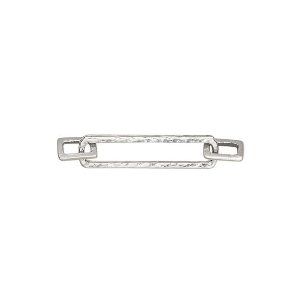 Link 1pkg1, antiqued sterling silver, 20x5mm textured open rectangle. image number 0