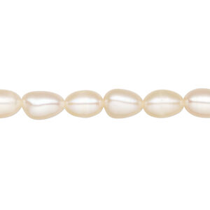 Freshwater pearl 1pkg1 rice natural, 14 inch peach 5-6mm cultured