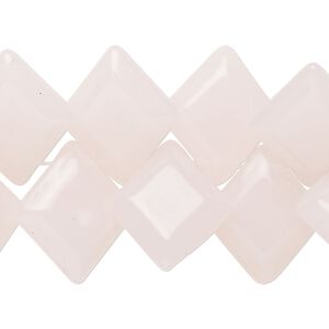 Bead, glass, translucent light pink, 18x15mm-19x16mm top-drilled beveled diamond. Sold per 10-inch strand, approximately 40 beads.