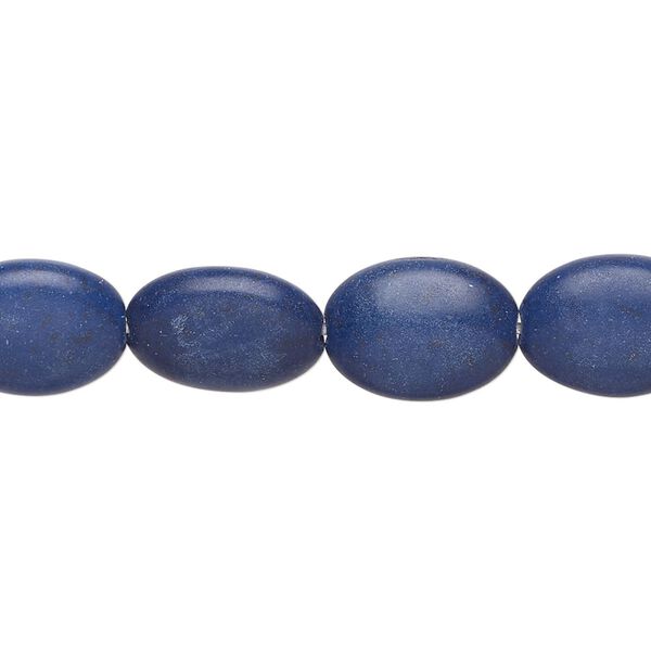 Bead, "howlite" (resin) (imitation), opaque dark blue, 13x10mm-14x11mm puffed oval. Sold per 15-1/2" to 16" strand. image number 0