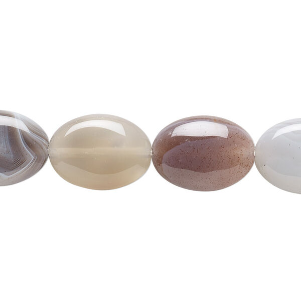 Bead, Botswana agate (natural), 16x12mm flat oval, B grade, Mohs hardness 6-1/2 to 7. Sold per 15-1/2" to 16" strand. image number 0