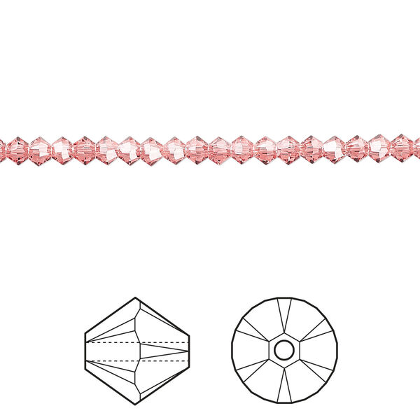 Bead 144pk rose peach, Crystal Passions® 3mm bicone 5328 image number 0