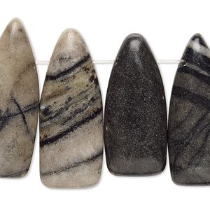 Picasso marble 1pkg5, flat back point focal natural 30x13mm-34x14mm