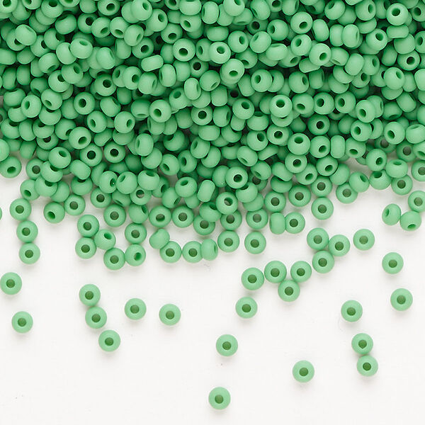 Seed bead, Preciosa Ornela, Czech glass, pkg/500g, opaque matte green, #10 rocaille. image number 0