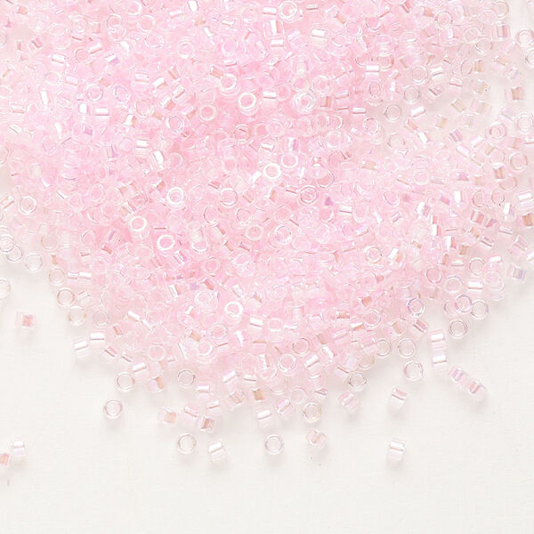 Seed bead, Delica®, glass, pkg/50g, #11 round, translucent pink-lined rainbow pink (DB-0071). image number 0