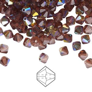 Bead 24pk light burgundy AB, Preciosa Czech crystal 5mm bicone