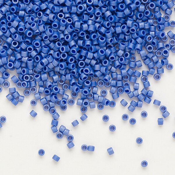 Seed bead, Delica®, glass, pkg/7.5g, #11 round, opaque matte luster cobalt (DB-0361). image number 0