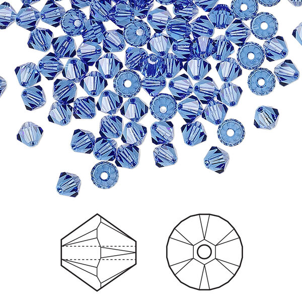 Bead 48pk sapphire, Crystal Passions® 4mm bicone 5328 image number 0