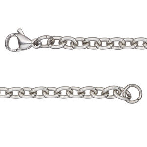 Chain, stainless steel, 4.5mm cable, 18 inches with lobster claw clasp. Sold individually.