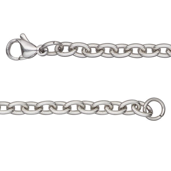 Chain, stainless steel, 4.5mm cable, 18 inches with lobster claw clasp. Sold individually. image number 0