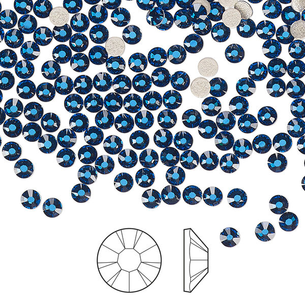 Flat back 144pk Capri blue foil back, Preciosa MAXIMA Czech crystal hotfix rhinestone 2.7-2.9mm chaton rose round SS10 image number 0